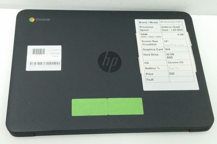 HP Chromebook 14 G4 - Celeron Quad Core 1.83GHz - 4GB RAM - 14" - 32GB SSD - Chrome OS - Image 6