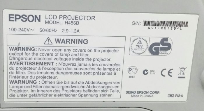 Epson EB-470 H456B LCD Projector 744 Lamp Hours Used - Image 3