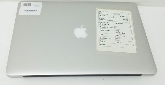 Apple Macbook Pro A1398 - i7-4770HQ 2.8GHz - 16GB DDR3 - 13" - 1TB SSD - 12.7 Monterey (2015) - Image 6