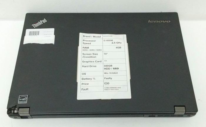 Lenovo L440 Thinkpad - i3-4000M 2.5GHz - 4GB RAM - 14" - 500GB HDD - Windows 10 64bit - Image 5