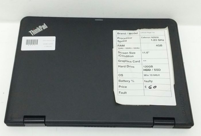 Lenovo Yoga 11e Thinkpad - Celeron N2930 1.83GHz - 4GB RAM - 11.6" - 120GB SSD - Windows 10 64bit - Image 6