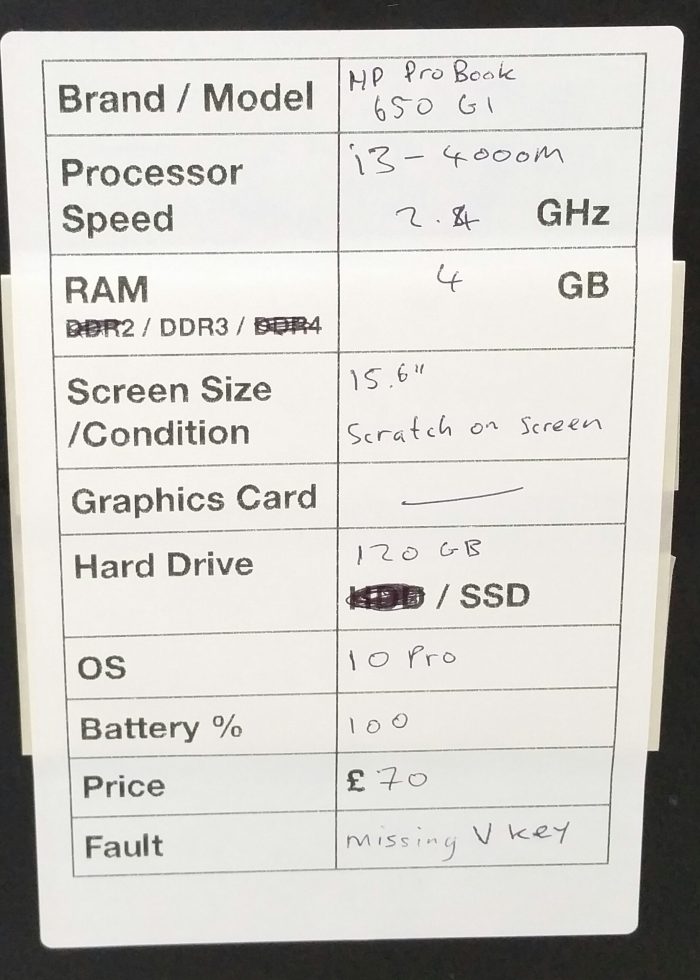 HP Probook 650 G1 - i3-4000M 2.4GHz - 4GB - 15.6" - 120GB SSD - Windows 10 Pro - Image 3