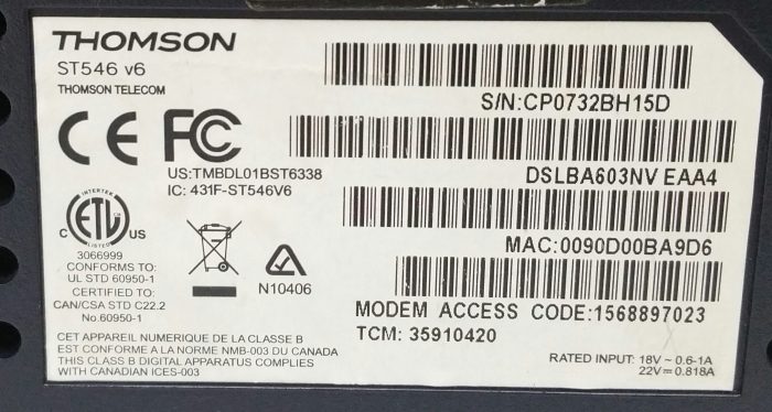 Thomson Speedtouch ST56 V6 Wireless Router - Image 3
