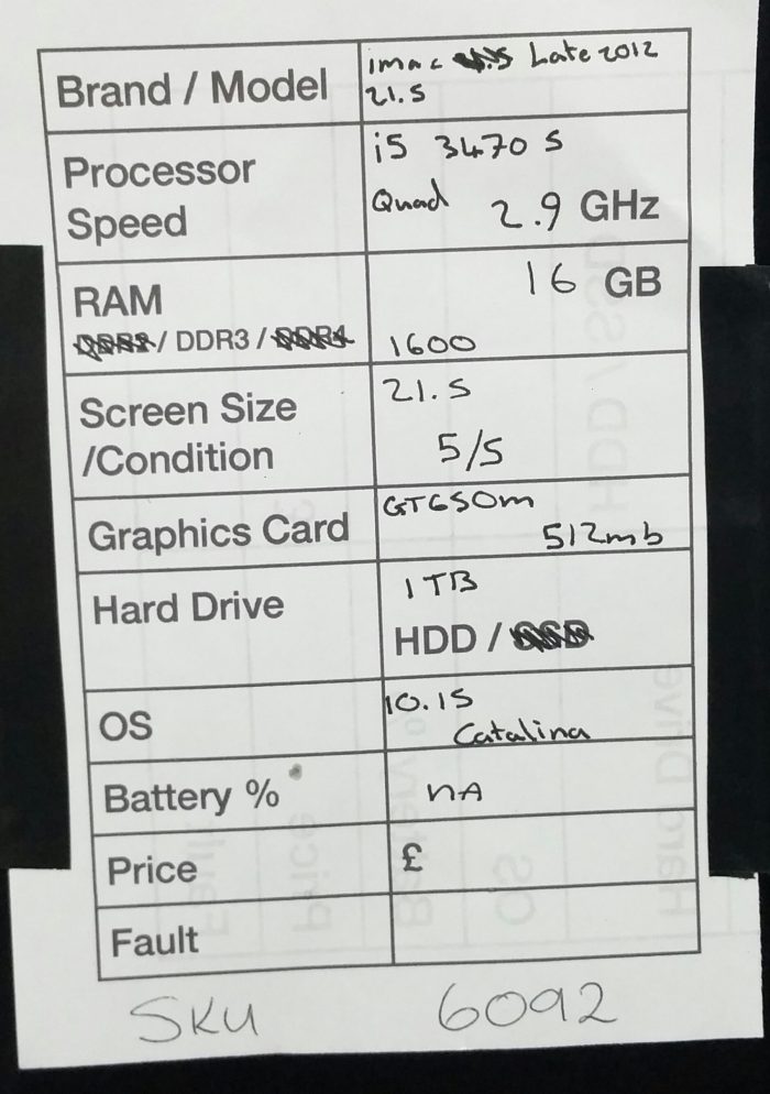 A1418 Apple iMac Late 2012 - i5-3470S Quad 2.9GHz - 16GB RAM - 21.5" GT650M 512MB 1TBGB HDD - 10.15 Catalina (Late 2012) - Image 3