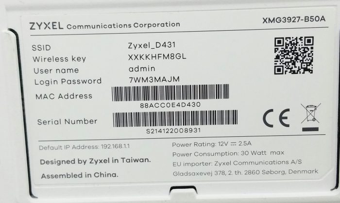 Zyxel XMG3927-B50A XDSL Modem Router - Image 3