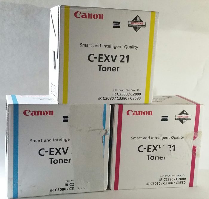 Joblot 3x Canon C-EXV21 Toner Cartridge Magenta, Yellow & Cyan - Image 2