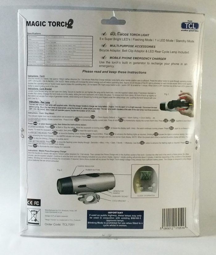 TCL Magic Torch2 Dual Purpose Windup Cycle Lamp/ Utility Torch - Image 4