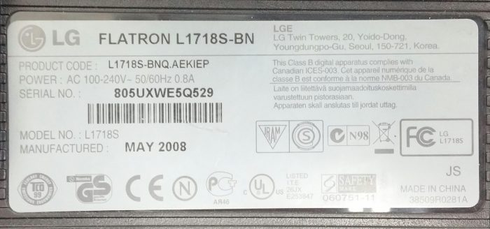 LG Flatron L1718S-BN L1758S 17.5" VGA Monitor - Image 3