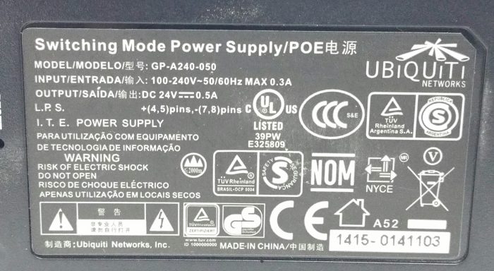 Ubiquiti GP-A240-050 POE Switching Mode Power Supply - Image 3