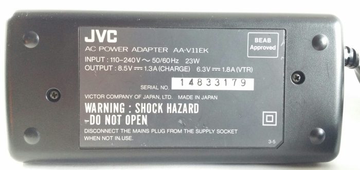 JVC AA-V11EK AC Power Adapter With JVC BN-V12U Battery - Image 3