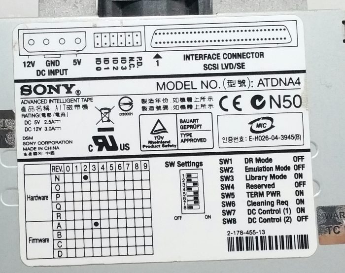 Sony ATDNA4 SCSI LVD/SE Internal Tape Drive - Image 3
