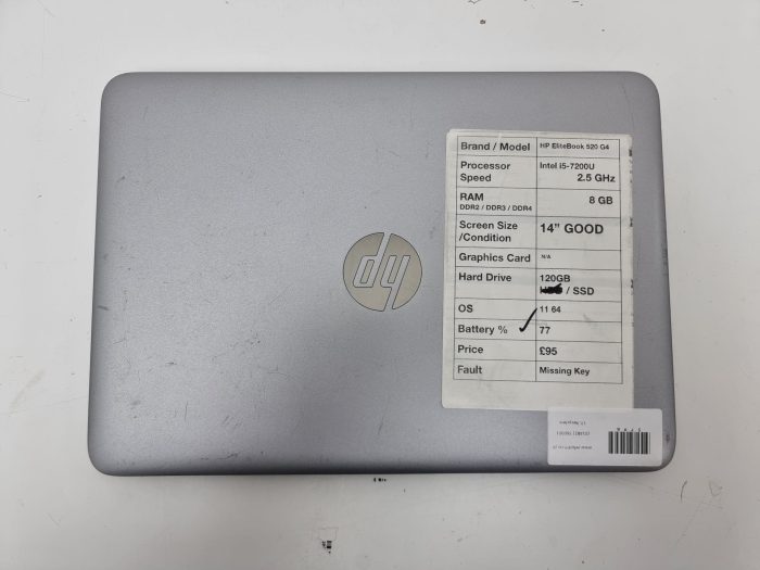 HP EliteBook 520 G4 - i5-7200U 2.5GHz - 8GB RAM - 14" - 120GB SSD - Windows 11 - Image 4