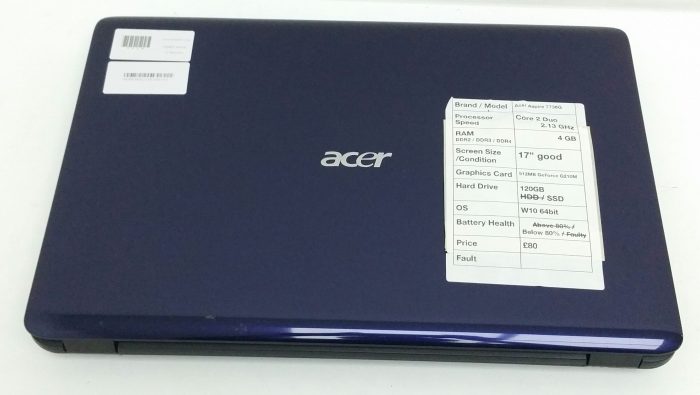 Acer Aspire 7736G Series MS2279 Core 2 Duo 2.13GHz 4GB Ram 17" 512MB GeForce G210M 120GB SSD Windows 10 64bit - Image 6