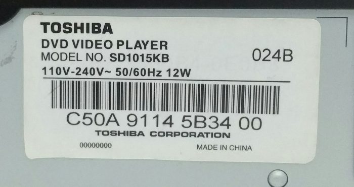 Toshiba SD1015KB DVD Video Player - Image 3
