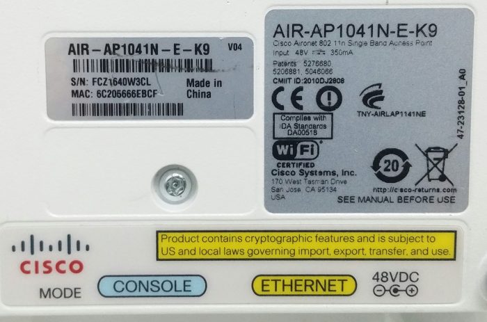 Cisco AIR-AP1041N-E-K9 V04 Aironet 802.11n Single Dual Band Access Point - Image 3