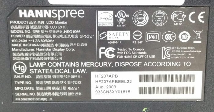 HANNspree HSG1066 20" VGA LCD Monitor - Image 3