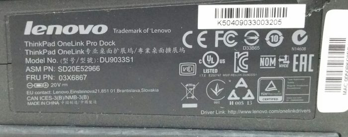Lenovo Thinkpad Onelink Pro Dock DU9033S1 Docking Station - Image 3