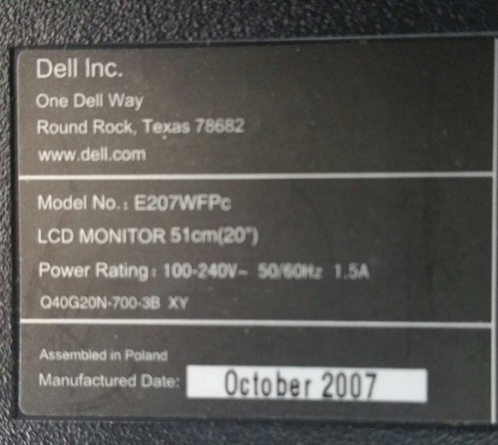 Dell E207WFPc 20" VGA DVI-D LCD Monitor Screen - Image 3