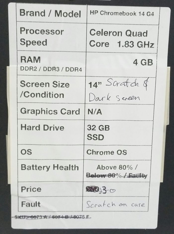 HP Chromebook 14 G4 Celeron Quad Core 1.83GHz 14" 4GB RAM 32GB SSD Chrome OS - Image 3