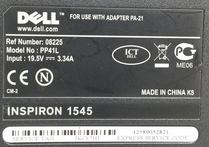 Dell Inspiron 1545 PP41L Intel Core Duo T5800 2.0GHz 4GB Ram 15.6" 320GB HDD Windows 10 Pro - Image 4
