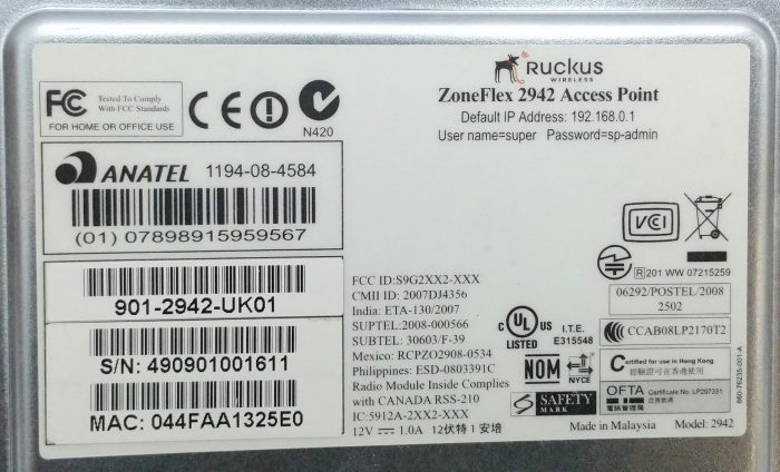 Ruckus Zoneflex 2942 PoE Access Point - Image 3