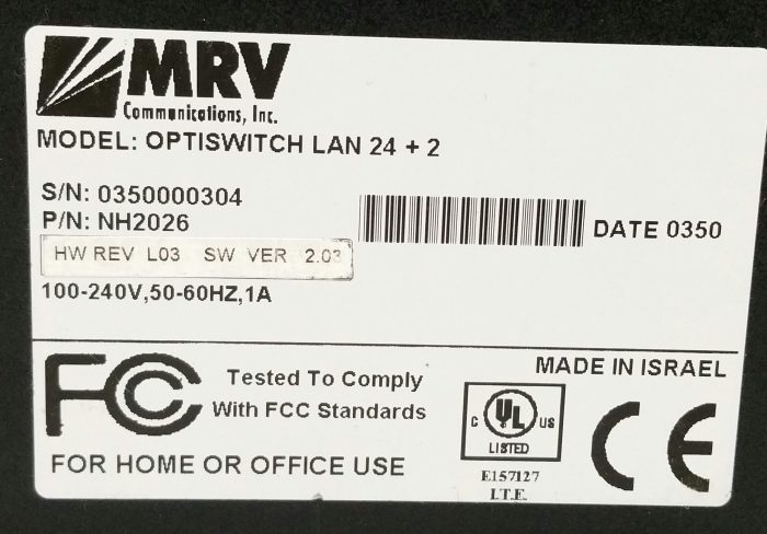 MRV F2026 OPTISWITCH LAN 24 +2 24-Port Switch - Image 3