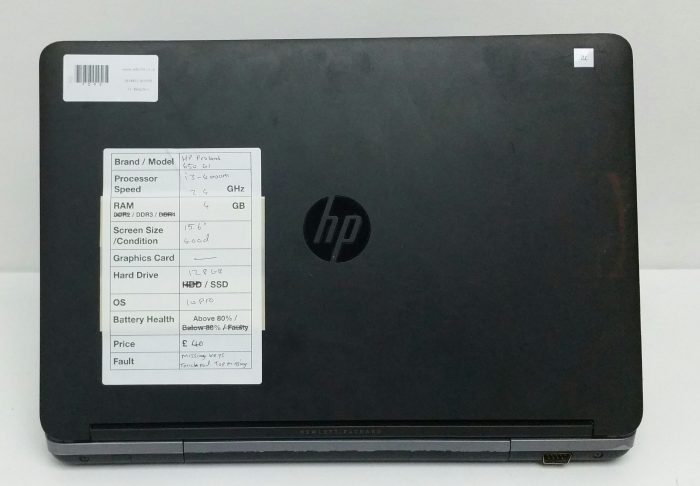 HP Probook 650 G1 - i3-4000M 2.4GHz - 4GB - 15.6" - 128GB SSD - Windows 10 Pro - Image 3
