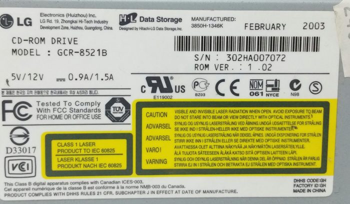 LG GCR-8521B 52X Max CD-ROM Drive Disc Drive - Image 3