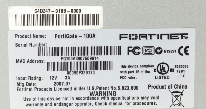 Fortinet FortiGate-100A Firewall Security Appliance - Image 3