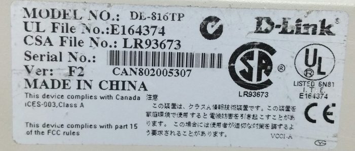 D-Link DE-816TP 10BASE-T 16-Port Ethernet Hub Switch - Image 3