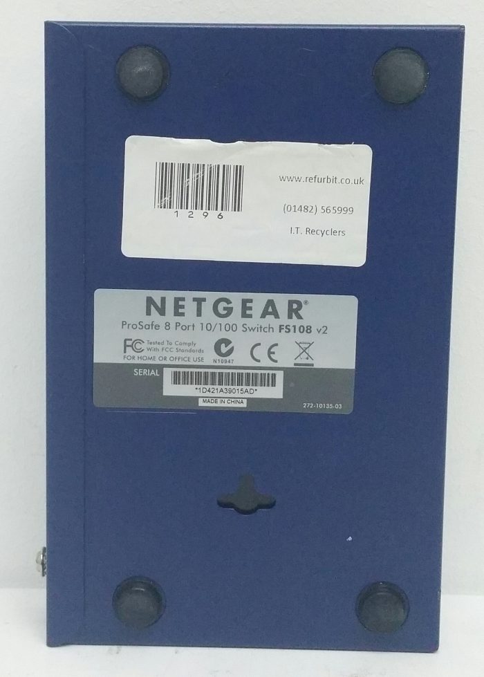 Netgear Prosafe FS108 v2 8- Port 10/100 Fast Ethernet Switch - Image 3