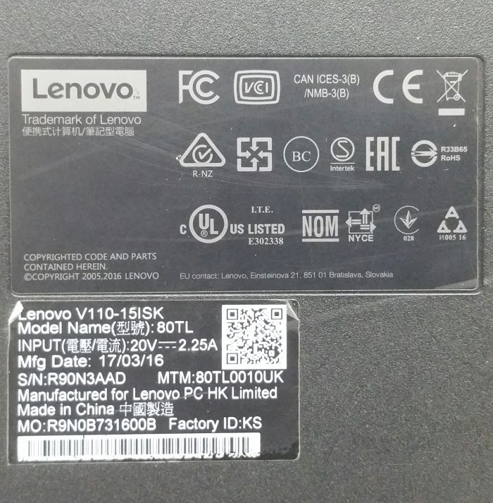 Lenovo V110-15ISK 80TL - i5-6200U 2.3GHz - 4GB Ram - 15.6" - 128GB SSD - Windows 11 Home - Image 4