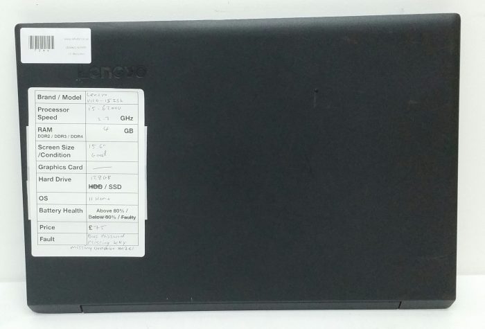 Lenovo V110-15ISK - i5-6200U 2.3GHz - 4GB Ram - 15.6" - 128GB SSD - Windows 11 Home - Image 3
