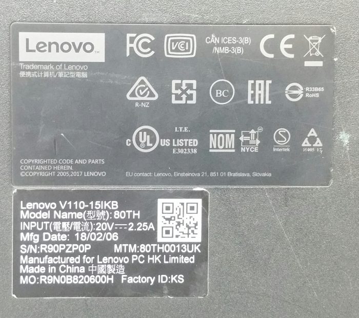Lenovo V110-15ISK 80TH - i5-7200U 2.5GHz - 4GB Ram - 15.6" - 128GB SSD - Windows 11 Home - Image 4