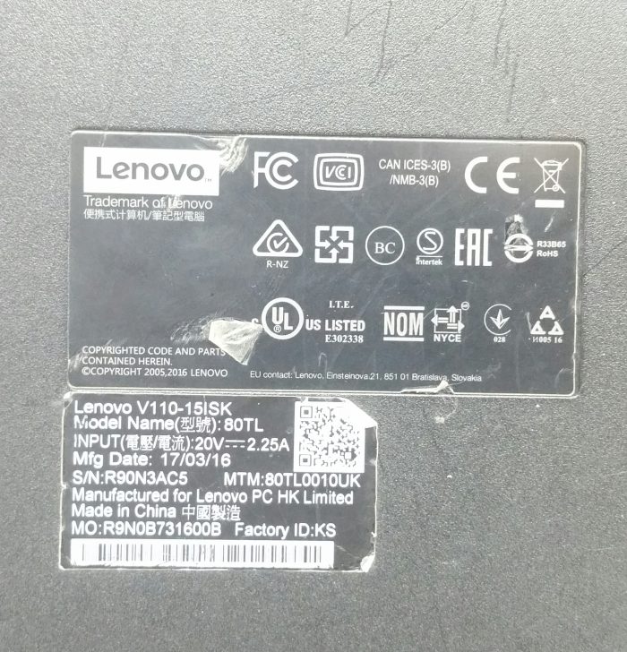 Lenovo V110-15ISK 80TL - i5-6200U 2.3GHz - 4GB Ram - 15.6" - 128GB SSD - Windows 11 Home - Image 4