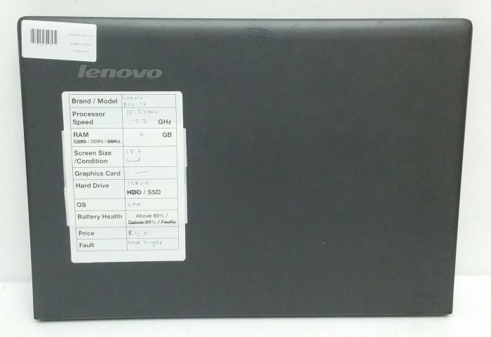 Lenovo B50-50 80S2 - i5-5200U 2.2GHz - 4GB Ram - 15.6" - 128GB SSD - Windows 11 Pro - Image 3