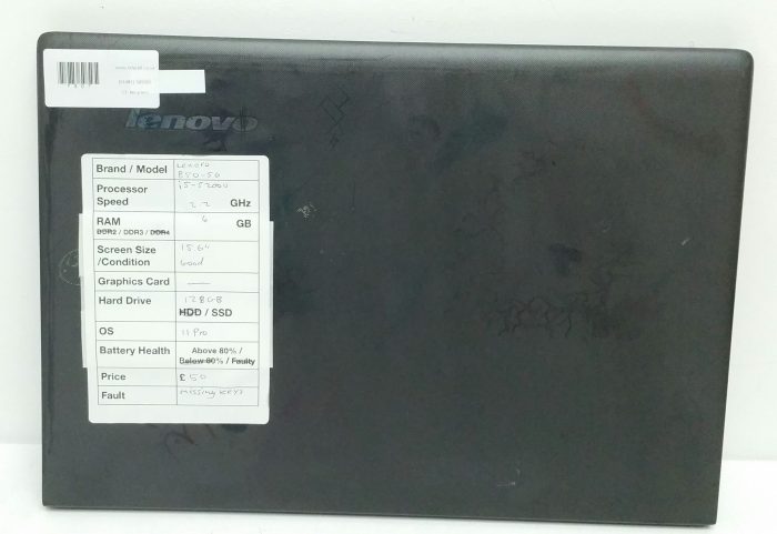 Lenovo B50-50 80S2 - i5-5200U 2.2GHz - 4GB Ram - 15.6" - 128GB SSD - Windows 11 Pro - Image 3