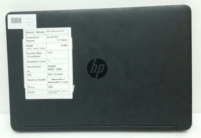 HP Probook 650 G1 - i5-4210U 1.7GHz - 8GB - 15.6" - 256GB HDD - Windows 10 64bit - Image 3
