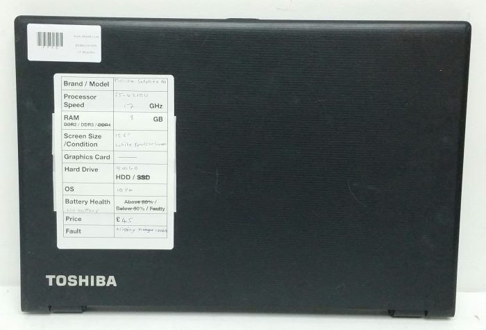 Toshiba Satellite Pro R50-B-12N - i5-4210U 1.7GHz - 8GB RAM - 15.6" - 500GB HDD - Windows 10 Pro - Image 3