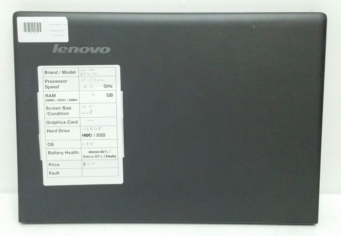 Lenovo B50-50 80S2 - i5-5200U 2.2GHz - 4GB Ram - 15.6" - 128GB SSD - Windows 11 Pro - Image 3