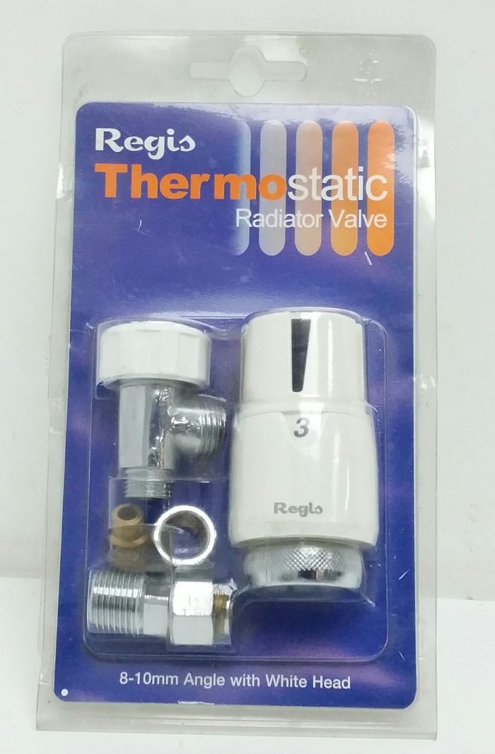 Regis Thermostatic Radiator Valve 8-10mm Angle with White Head - Image 2