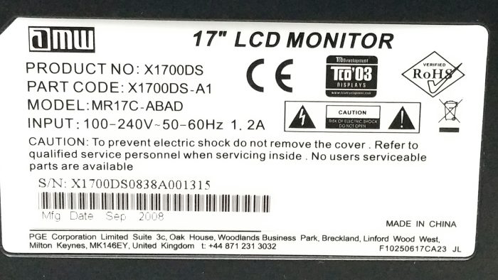 AMW MR17C-ABAD 17" DVI VGA LCD Monitor - Image 3