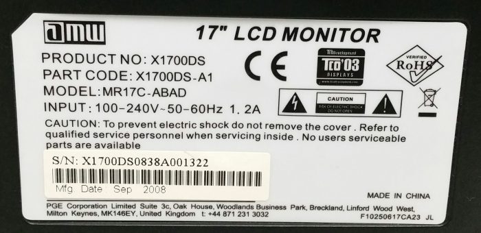 AMW 17" DVI VGA LCD Monitor MR17C-ABAD - Image 3