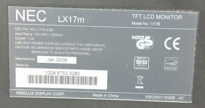 NEC Lx17m V17B 17" VGA TFT LCD Monitor - Image 3