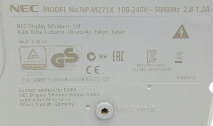 Nec M271X NP-M271X HDMI VGA Projector #6902 - Image 3