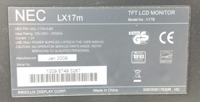 NEC Lx17m V17B 17" VGA TFT LCD Monitor - Image 3