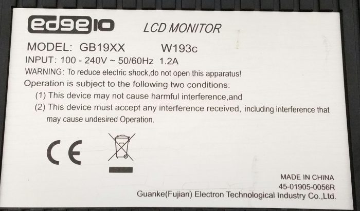 Edge10 GB19XX 19" VGA LCD Monitor No Stand - Image 3
