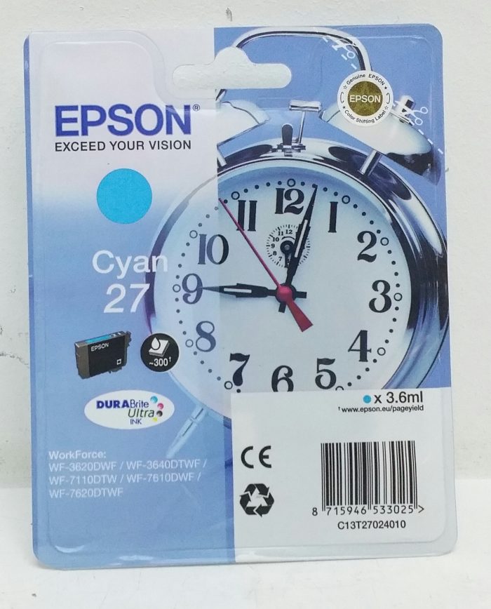 Epson 27 3.6ml Cyan Ink Cartridge - Image 2