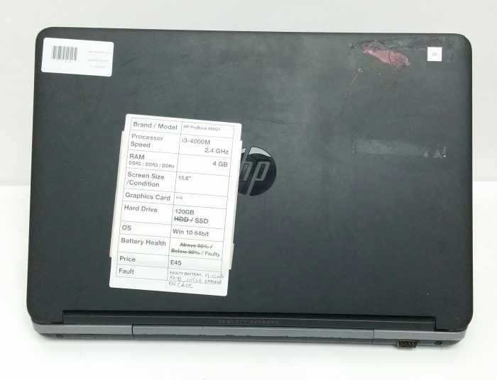 HP Probook 650 G1 - i3-4000M 2.4GHz - 4GB - 15.6" - 120GB SSD - Windows 10 64bit - Image 3