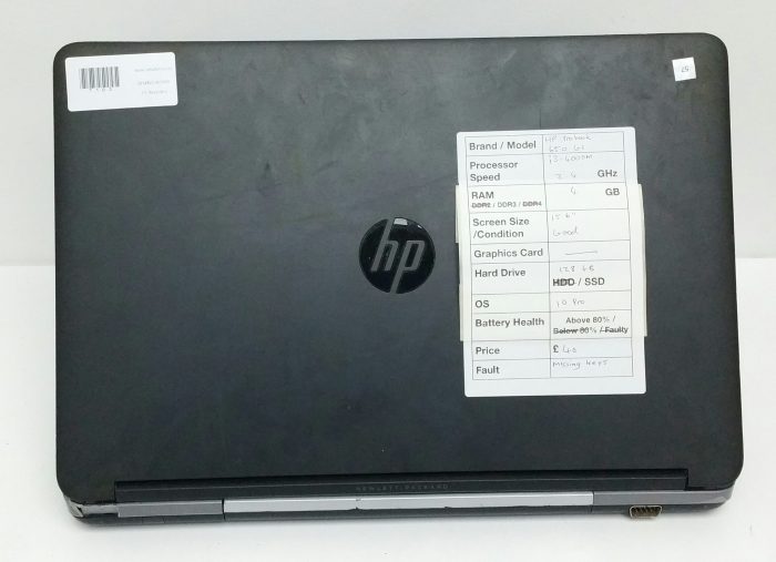 HP Probook 650 G1 - i3-4000M 2.4GHz - 4GB - 15.6" - 128GB SSD - Windows 10 Pro - Image 3